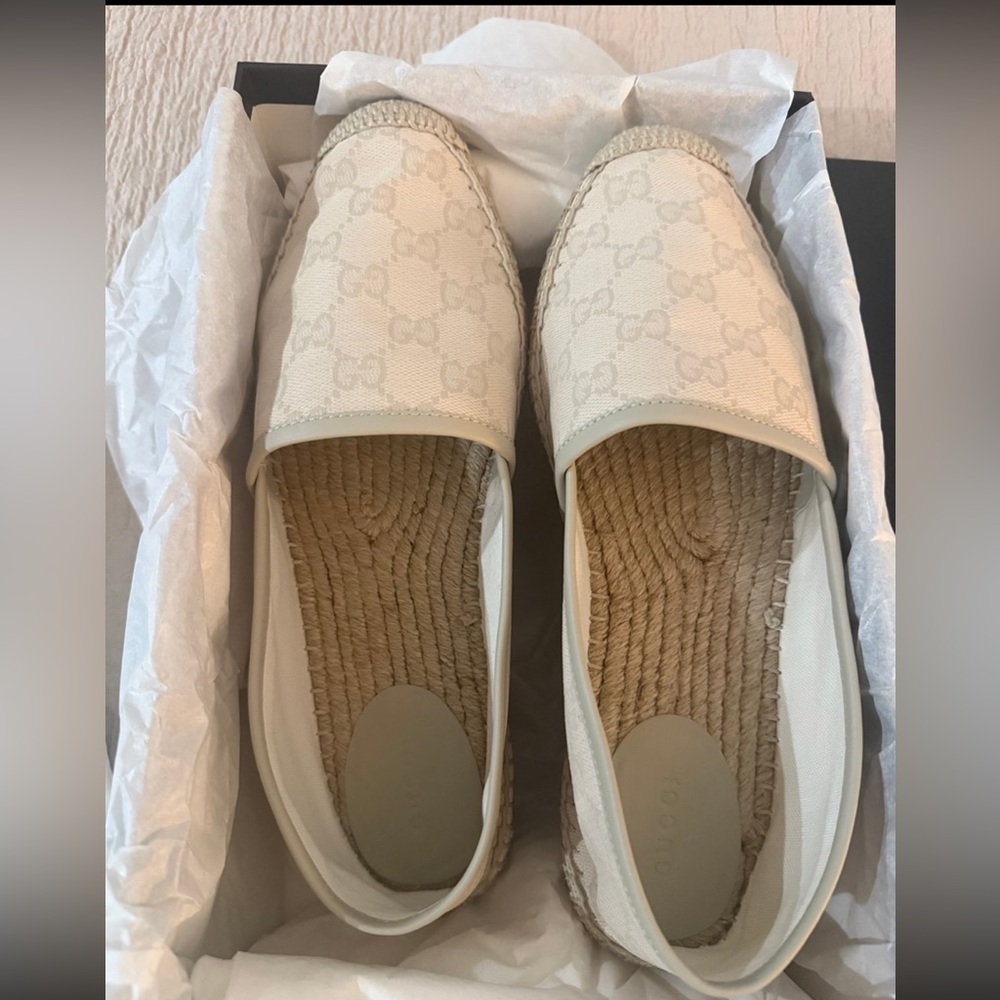 Authentic Gucci Beige Monogram Espadrilles
